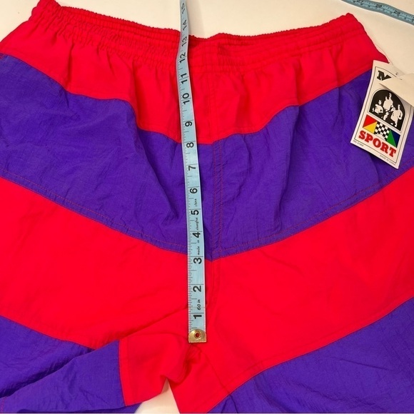 New Vintage MTO Sport Red & Purple Wide Striped Pockets Board Shorts Swim Shorts - Picture 14 of 14